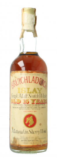 Bruichladdich Islay  Scotch Whisky 15 Year old 1968 - Bot.80's 75cl 43% OB  - Moon Import Sherry Wood