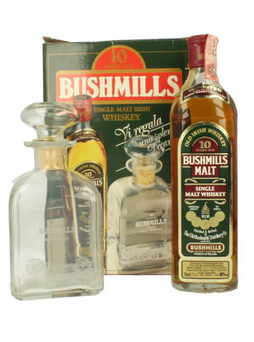 BUSHMILLS 10yo Bot.80's 40% - Single Malt + Decanter