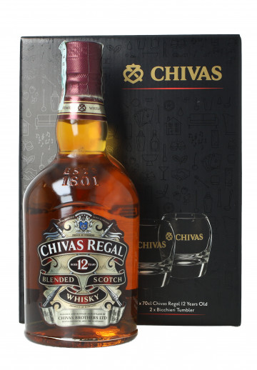 CHIVAS REGAL 12 Year Old 70cl 40% Gift pack with Glasses