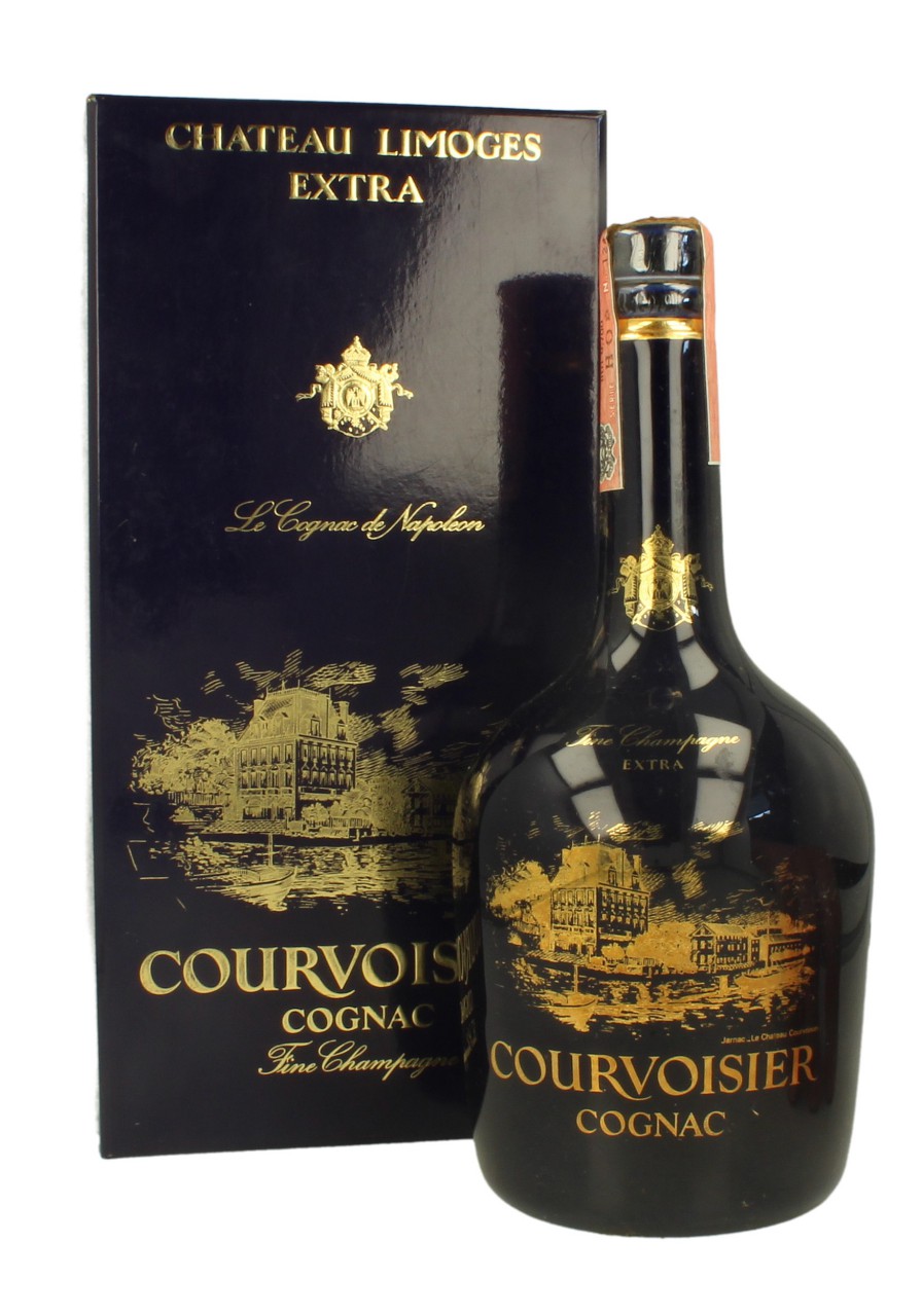 COURVOISIER CHtATEAU LIMOGES EXTRA 70 CL 40 % VERY OLD CERAMIC 