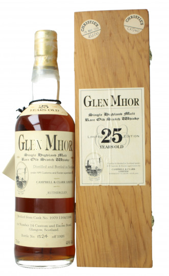 Glen Mhor Highland  Scotch Whisky 25 Years Old 1970 70cl 45% Campbell & Clark Limited cask 1164/1166