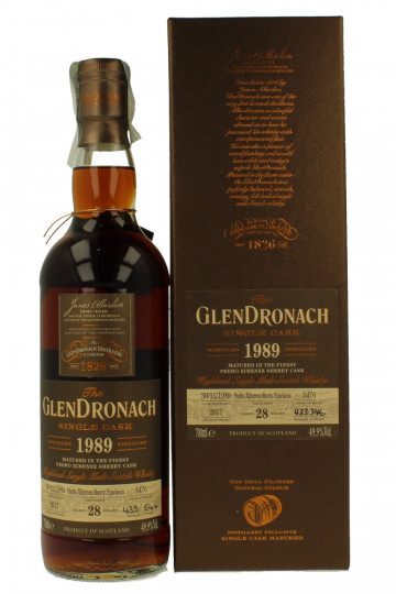 GLENDRONACH 28 years old 1989 2017 70cl 49.9% cask  5476 PX sherry Puncheon