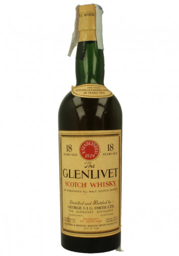 Glenlivet Speyside  Scotch Whisky 18 Year Old Bot.60/70's 75cl 45.7% OB - Baretto Imp.