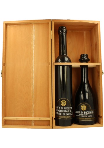 GRAPPA DI PROSECCO  GIFT WOOD BOX 2 BOTTLES  70 CL  40 %