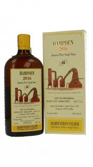 HAMPDEN <>H Habitation 5yo 2016 2021 70cl 62% - Velier - Aged at the distillery - 100% pot distillation