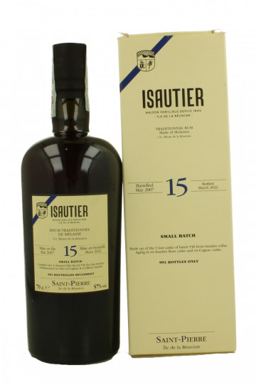 Isautier Rum Traditonel Ile de La Reunion 15 Years Old 2007 2022 70cl 57% OB-Small Batch