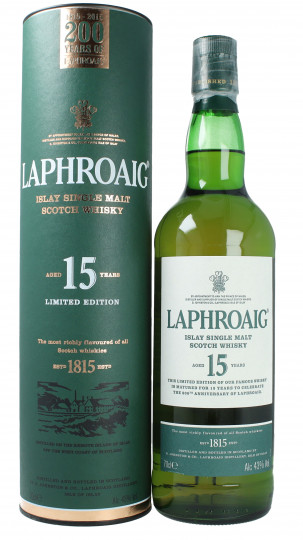 Laphroaig Islay  Scotch Whisky 15 Years Old 70cl 43% OB- 200Th Anniversary