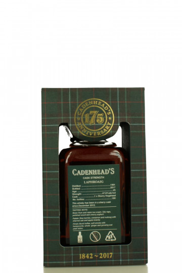 Laphroaig Islay  Scotch Whisky 25  Years Old 1991 2017 70cl 47.6% Cadenhead -175th Annivesary Sherry Hogshead only 180bts bottled