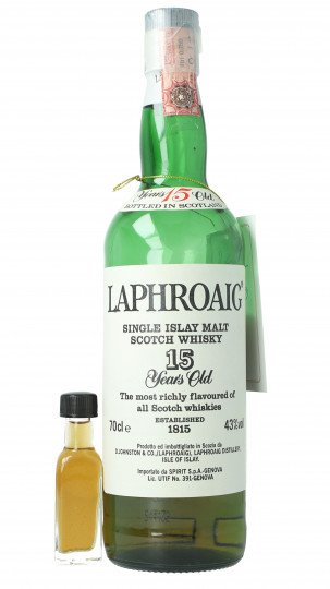 Laphroaig  Islay Scotch Whisky  SAMPLE 2CL !!!!! 15 years old Bottles around 1992 2cl 43% OB- TOP SAMPLE 2 CL !!!!