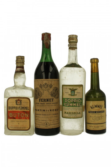 lot of  4 old Italian  Liquor Doppio Kummel & fernet Bot.40/50/60's 75cl