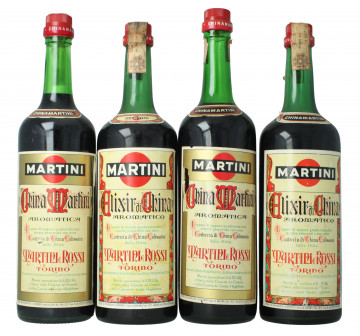 lot of 4 old Italian Liquor Elixir China Martini Bot.40/50/60's 1 litre x 4