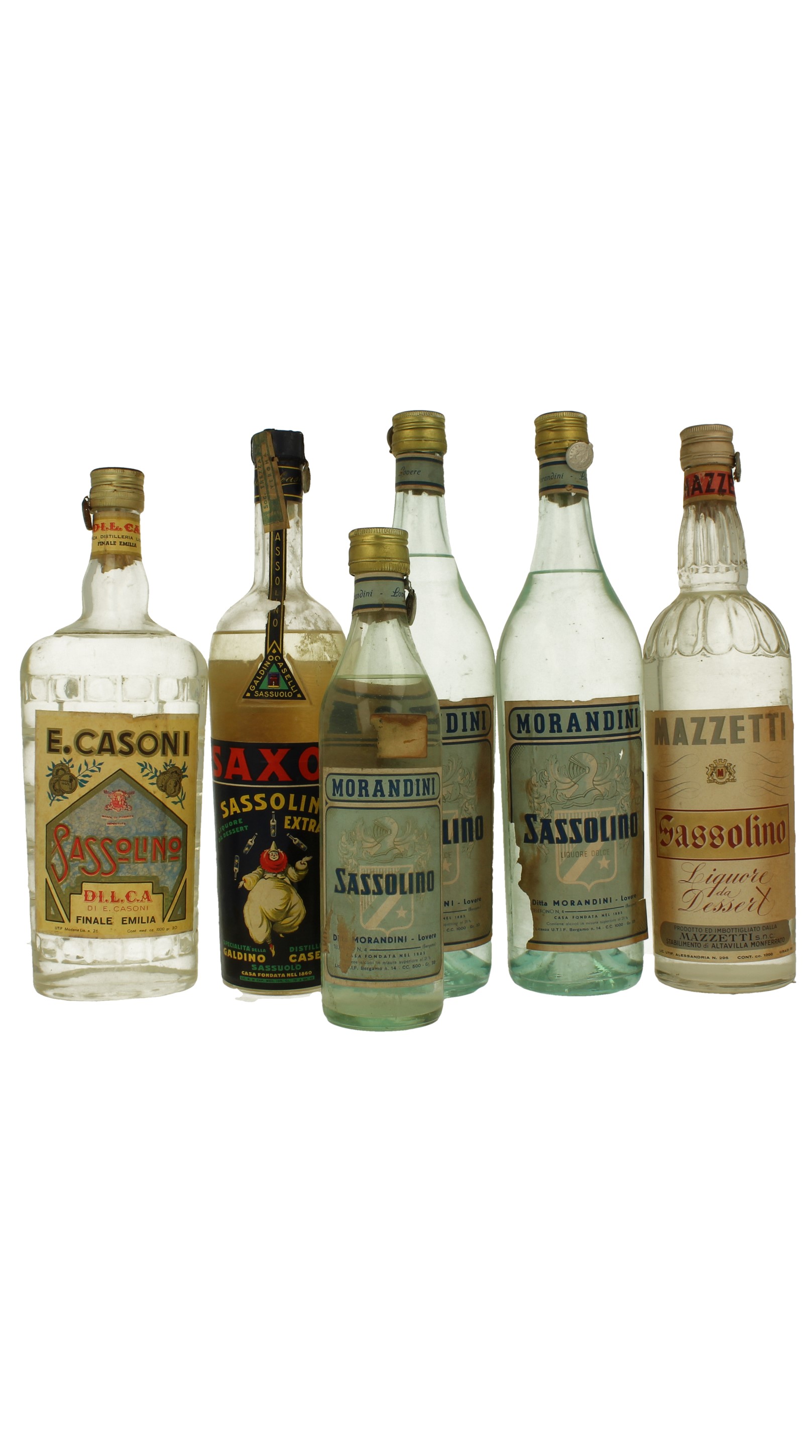 lot of 5 old Italian Liquor Sassolino bot 50's-60's 5x75cl and 1x50cl ...