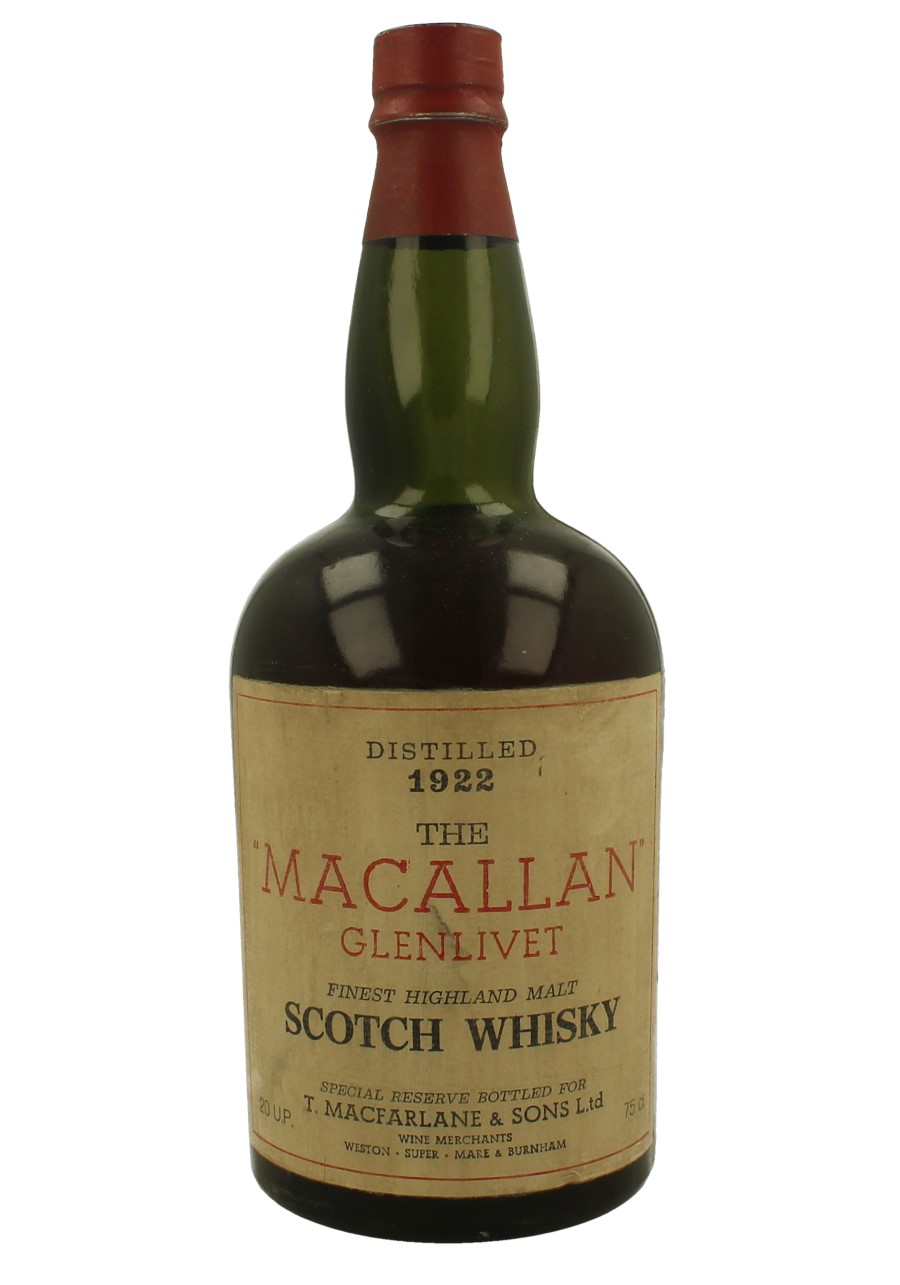 macallan 1922 we do not guarantee the bottle authenticity 75 cl 20 up t mc farlane products whisky antique whisky spirits bottle authenticity 75 cl 20