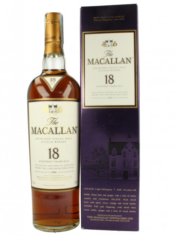 Macallan Speyside  Scotch Whisky 18 Year Old 1990 70cl 43% OB- Sherry cask