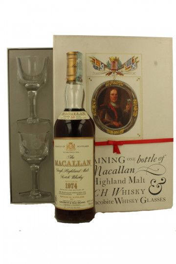 Macallan Speyside  Scotch Whisky 18 Years Old 1974 70cl 43% OB-Box with 2 Crystal Glass