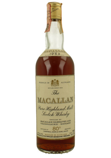 Macallan Speyside  Scotch Whisky 1962 26 2/3 Fl. Ozs 80°Proof OB