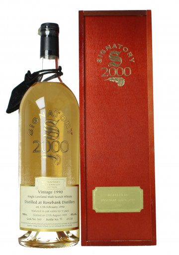 Rosebank Lowland  Scotch Whisky 9 Year old 1990 1999 1.5 liter 43% Signatory  - Cask 510 Millenium Magnum