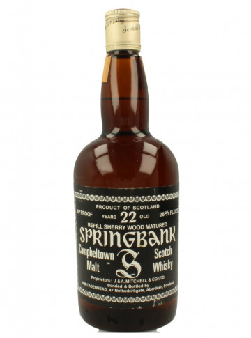 Springbank Campbeltown Scotch Whisky 22 year old Bot.70's 26-2/3 Fl.Ozs 46% Cadenhead's - Dumpy